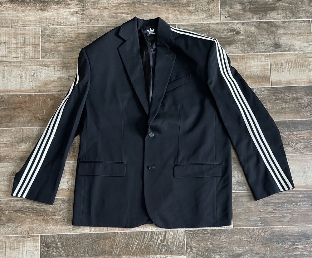 $3,795 NWT Balenciaga Balenciaga x Adidas Black 2-Buttoned Oversized Blazer XXS